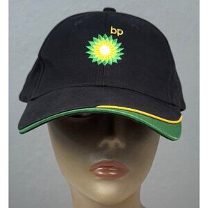 BP Mens Adjustable Strapback Hat CAP Black Embroidered Logo Gas Oil Advertising